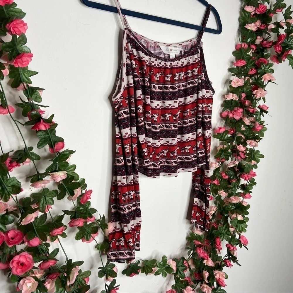 H&M Coachella Red Tribal Crop Top XS Red Ivory